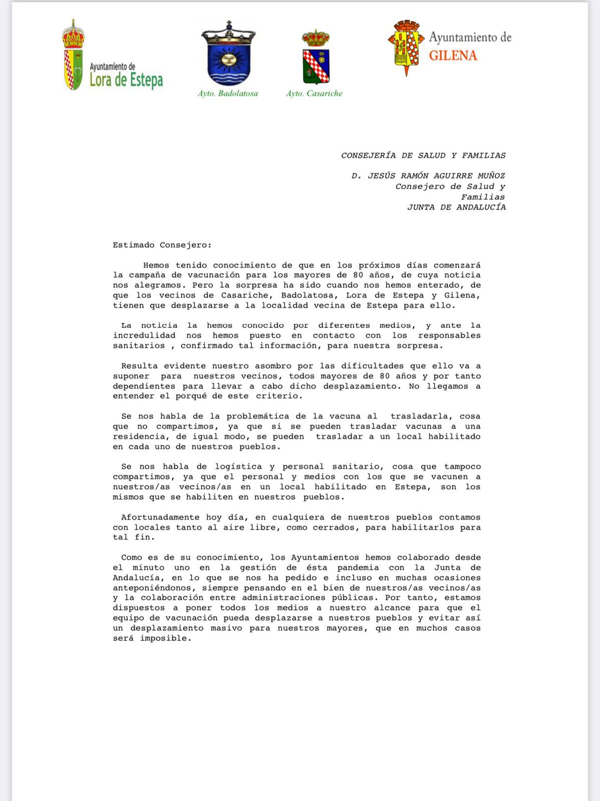 CARTA AL CONSEJERO DE SALUD 1
