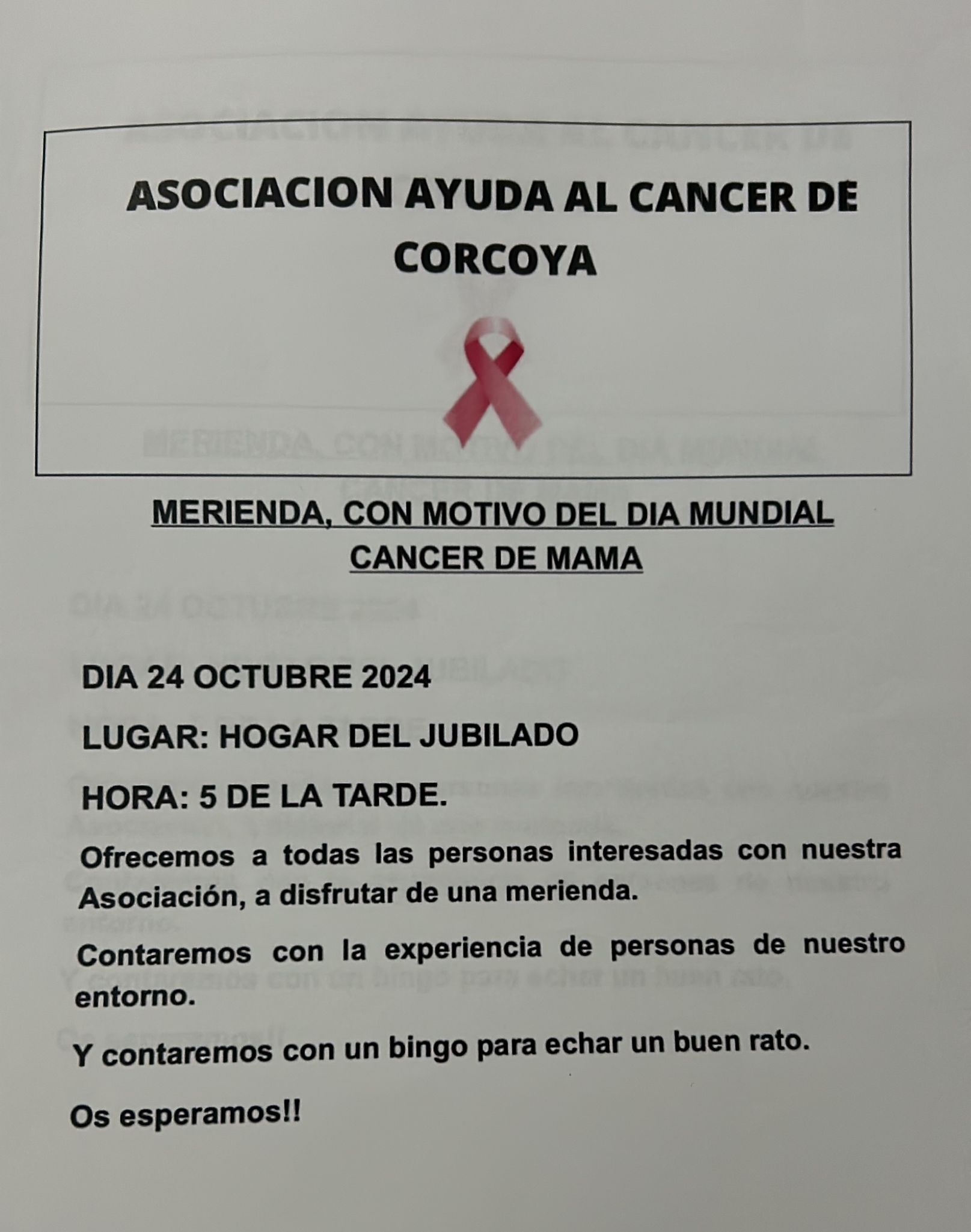 MERIENDA CANCER MAMA CORCOYA 24 OCTUBRE