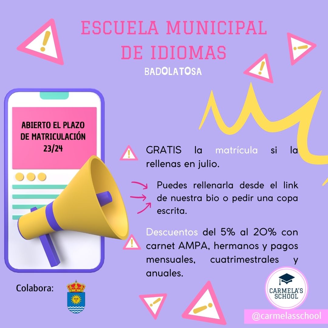 matriculacion carmelas school