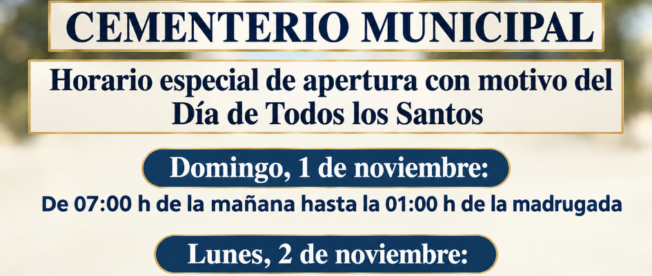 2026 Horario especial del cementerio municipal