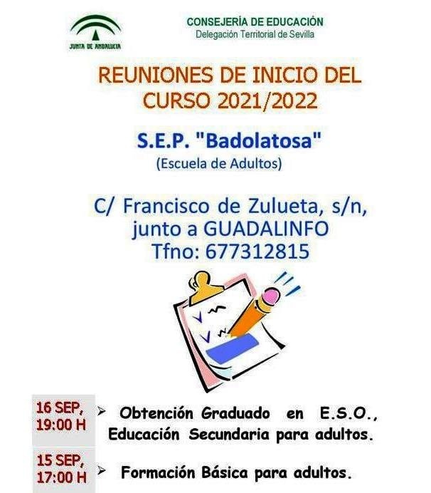 BADOLATOSA reuniones inicio escuela adultos