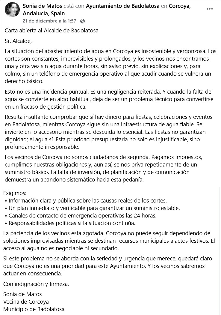 CARTA SONIA DE MATOS