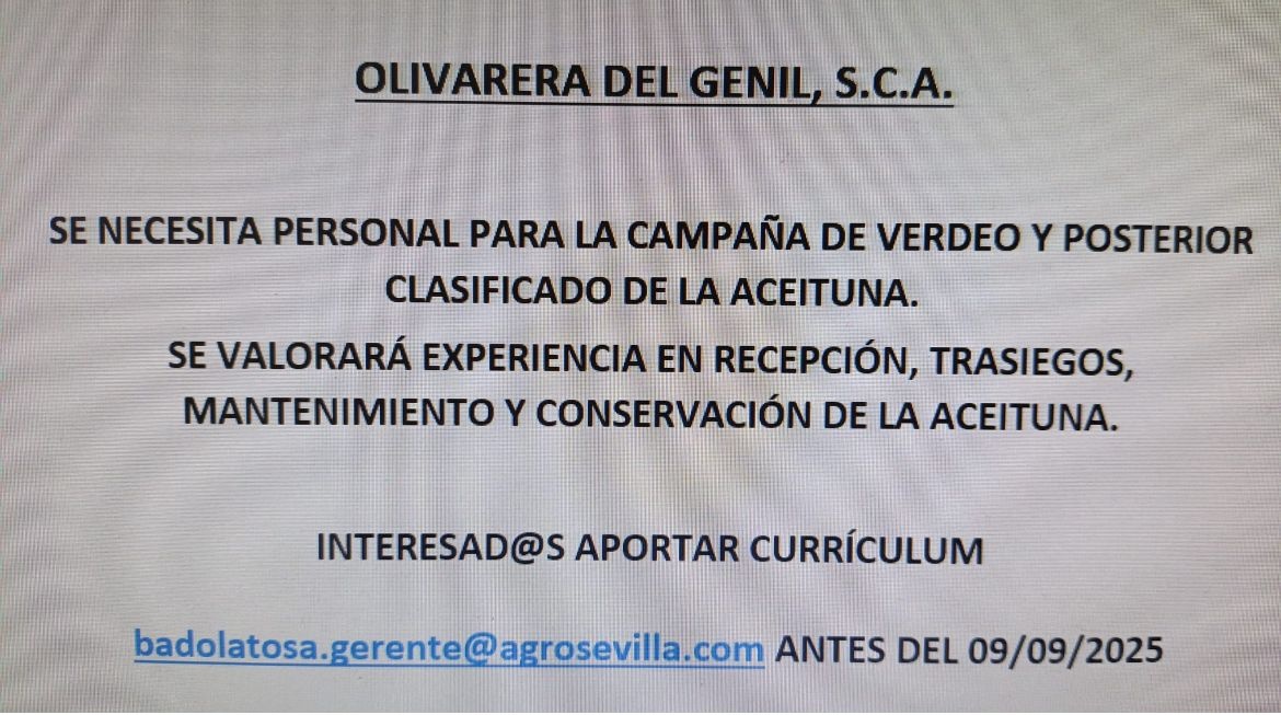 oferta empleo olivarera genil