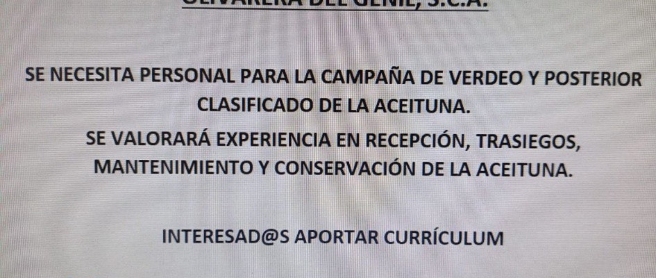 oferta empleo olivarera genil