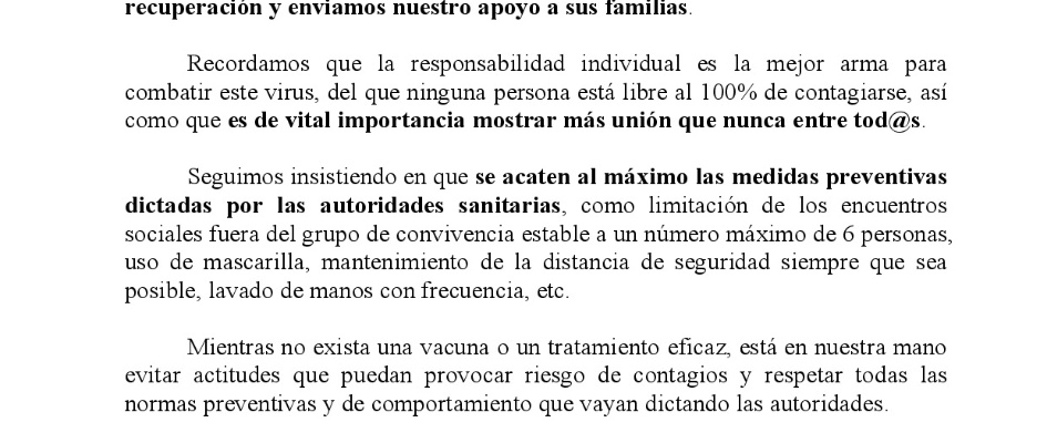 comunicado 30 de octubre 22 positivos