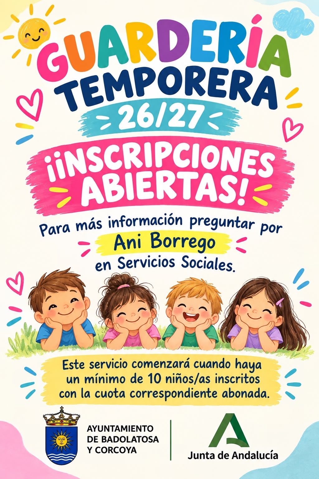 inscripciones guarderia temporera bado